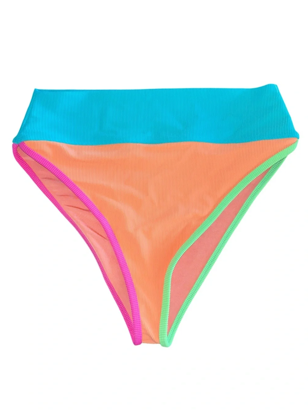 Beach Riot Women's Emmy Colorblock High Waist Bikini Bottoms Aqua Haze XL